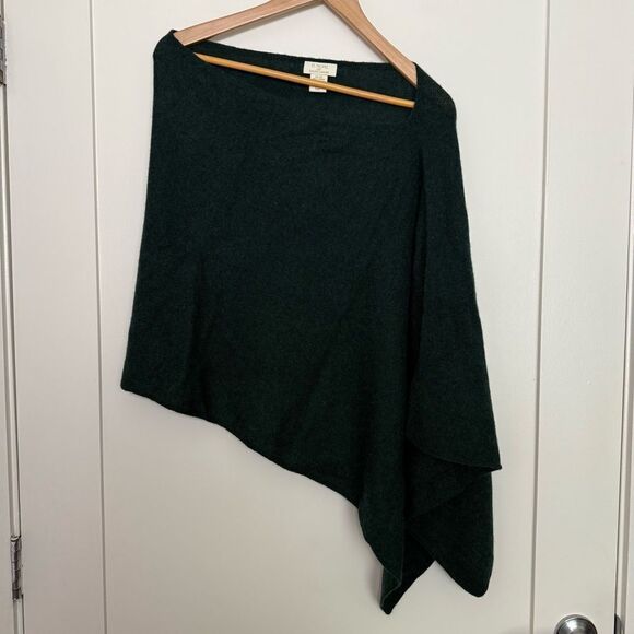 St Tropez West 100% Cashmere Asymmetrical Poncho Womens OS Emerald Soft Work - Picture 4 of 7
